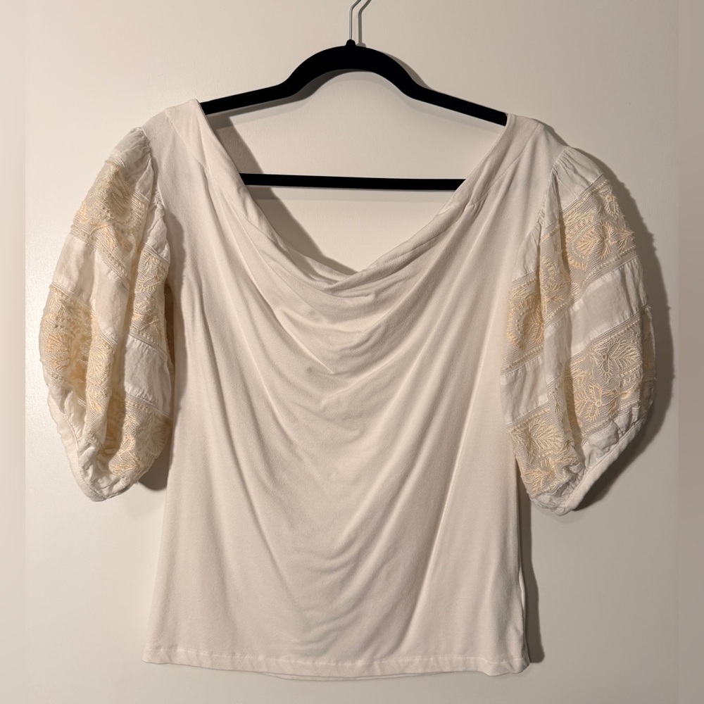 Free People Rock With It Off-the-Shoulder Top – Size Medium, Ivory